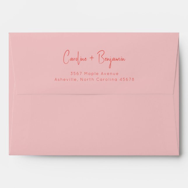 Colourful Modern Boho Pink Red Script Wedding Envelope (Back (Top Flap))