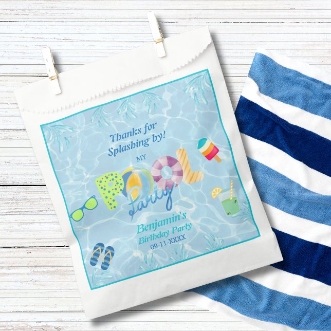 Colourful Modern Boys Birthday Pool Party Favour B Favour Bags (Creator Uploaded)