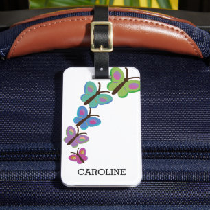 Colourful Modern Butterflies Luggage Tag
