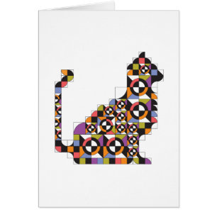 Colourful Modern Cat Quilt Pattern Note Card