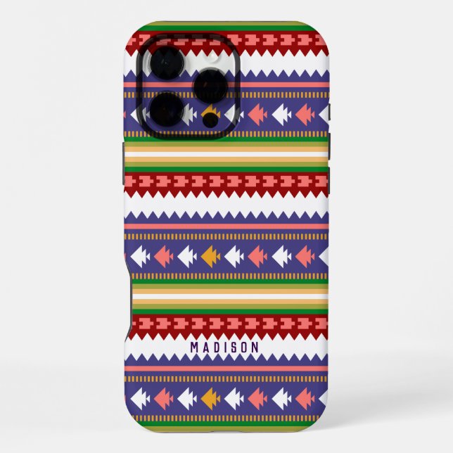 Colourful Modern Ceometric Pattern Personalised iPhone Case (Back)