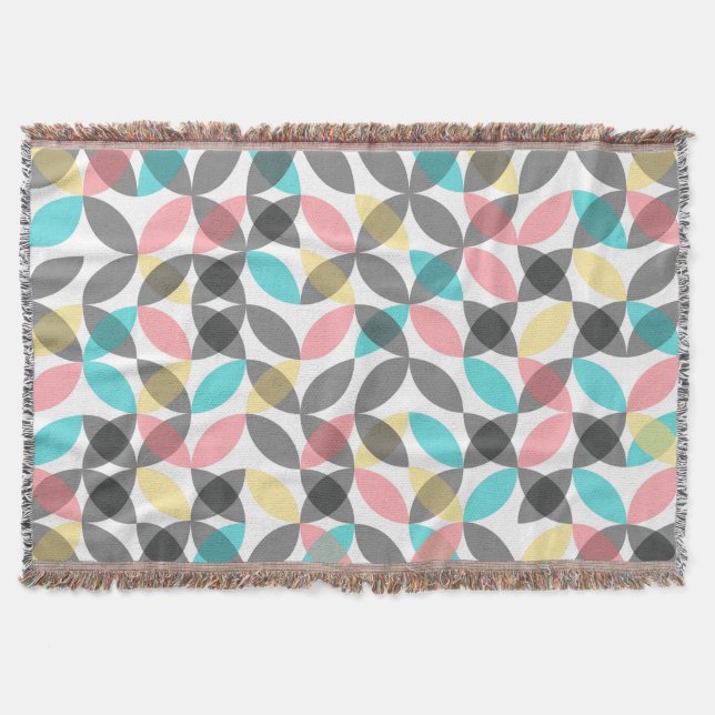 Colourful, modern, cheerful circular geometric throw blanket (Front)