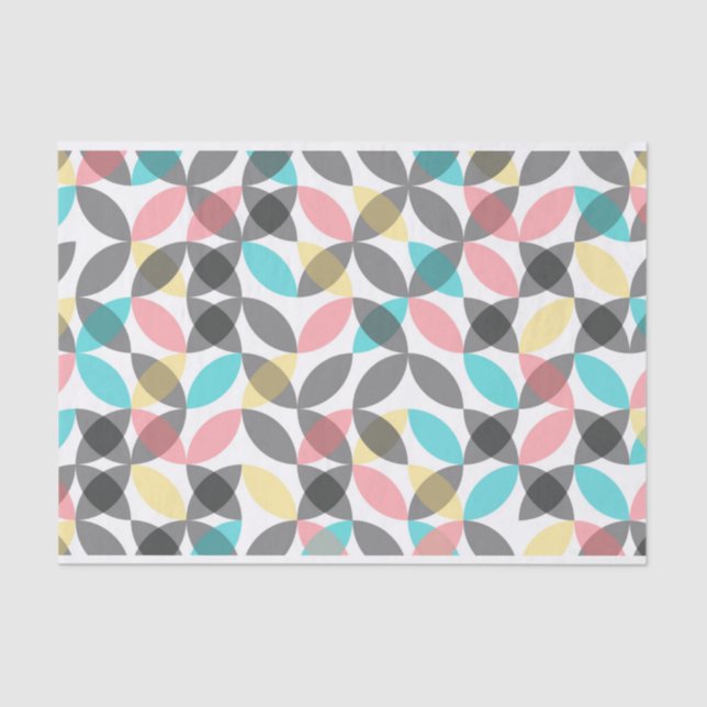Colourful, modern, cheerful circular geometric tissue paper (Front)