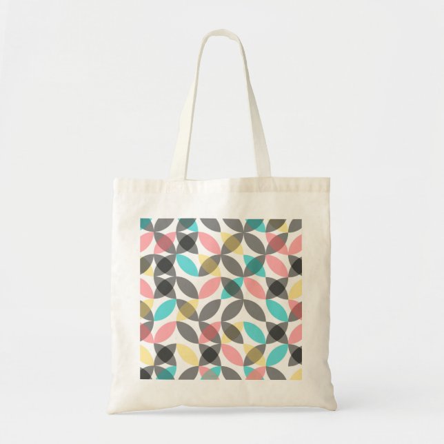 Colourful, modern, cheerful circular geometric tote bag (Front)