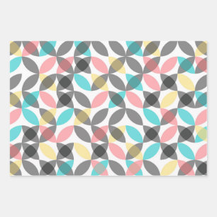 Colourful, modern, cheerful circular geometric wrapping paper sheet