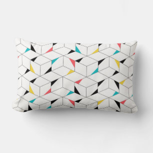 Colourful, modern, cheerful, trendy happy cubes lumbar cushion