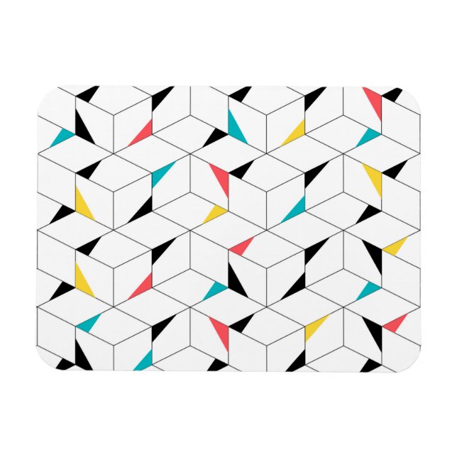 Colourful, modern, cheerful, trendy happy cubes magnet (Horizontal)