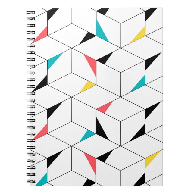 Colourful, modern, cheerful, trendy happy cubes notebook (Front)