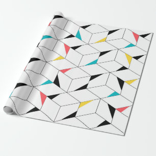 Colourful, modern, cheerful, trendy happy cubes wrapping paper