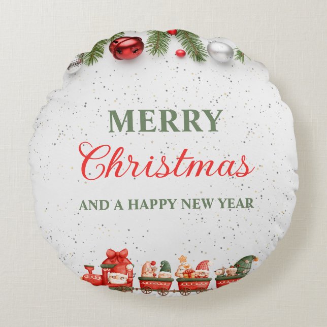 Colourful Modern Christmas Day Best Round Pillow  (Front)