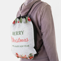 Colourful Modern Christmas Day Drawstring Backpack