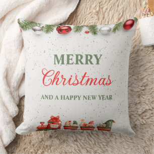 Colourful Modern Christmas Day Throw Pillow 20"