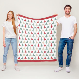 Colourful Modern Christmas Tree Pattern Fleece Blanket