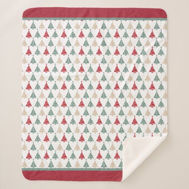 Colourful Modern Christmas Tree Pattern Sherpa Blanket (Front)