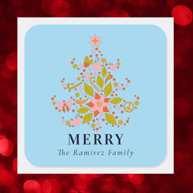 Colourful Modern Christmas Tree Square Sticker (Creator Uploaded)