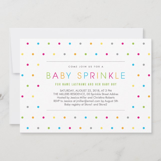 Colourful Modern Clean Neutral Baby Sprinkle Invit Invitation (Front)