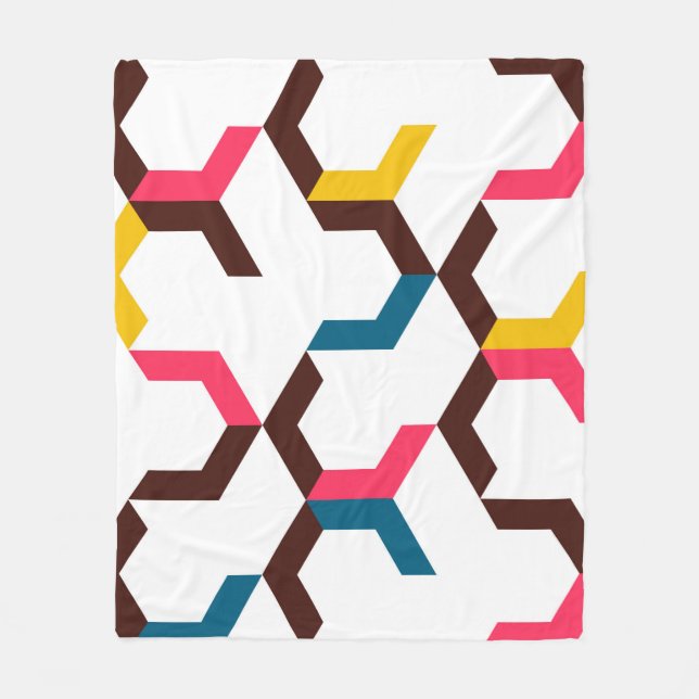 Colourful, modern, cool trendy chevron arrow shape fleece blanket (Front)