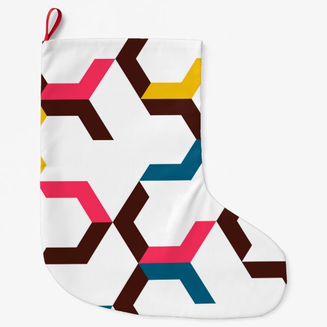 Colourful, modern, cool trendy chevron arrow shape large christmas stocking (Front)