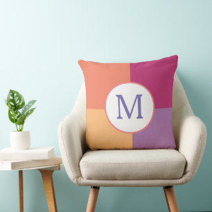 Colourful Modern Custom Monogram Initial Cushion