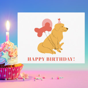 Colourful Modern Cute Dog Fun Happy Birthday  Postcard