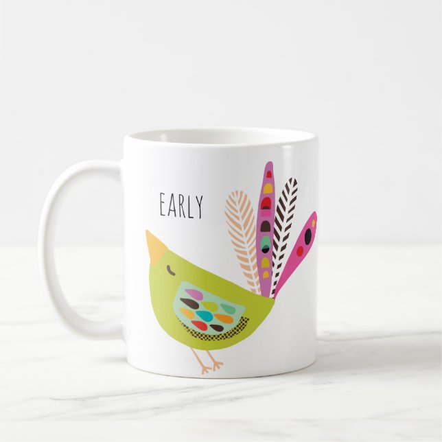 Colourful Modern Early Bird  Coffee Mug (Left)
