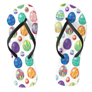 Colourful Modern Easter Eggs Pattern   Holidays Jandals