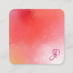 Colourful Modern Elegant Script Monogram Template  Square Business Card