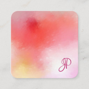 Colourful Modern Elegant Script Monogram Template Square Business Card