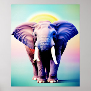 Colourful Modern Elephant Art Poster
