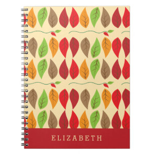 Colourful Modern Fall Leaf Pattern Notebook