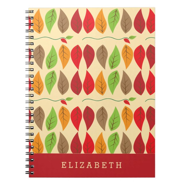 Colourful Modern Fall Leaf Pattern  Notebook (Front)