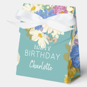 Colourful Modern Floral Blooms Birthday Favour Box