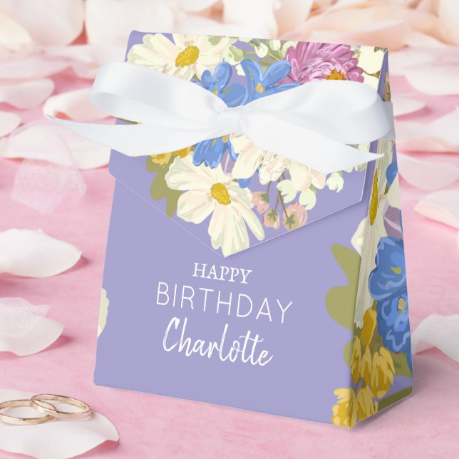 Colourful Modern Floral Blooms Birthday  Favour Box (Wedding)