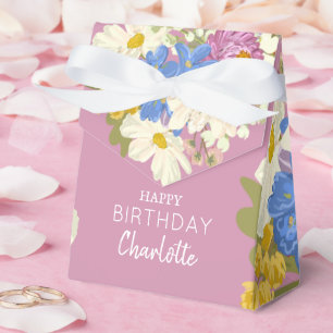 Colourful Modern Floral Blooms Birthday  Favour Box