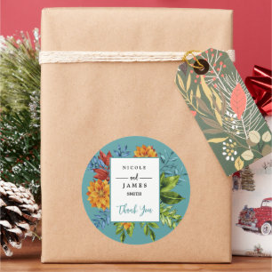 Colourful Modern Floral Classic Round Sticker