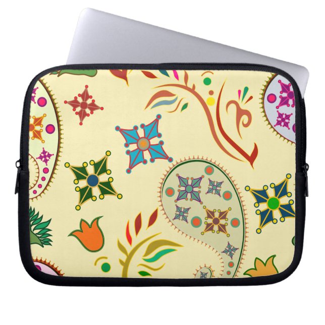 Colourful Modern Floral Pattern Laptop Sleeve (Front)