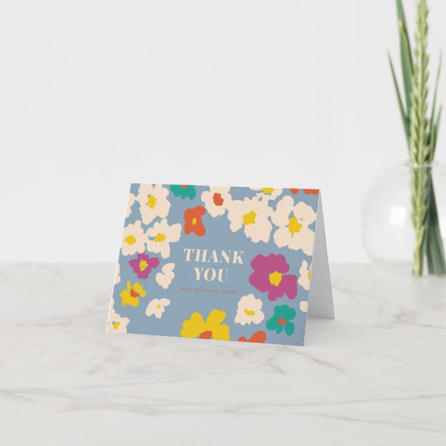 Colourful Modern Floral Personal Thank You Card (Front)