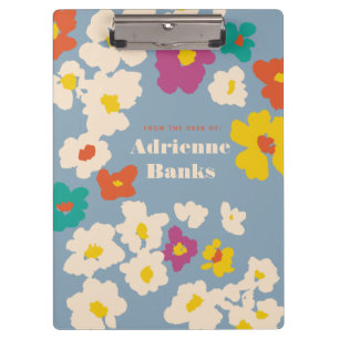 Colourful Modern Flowers Personalised Notebook Clipboard