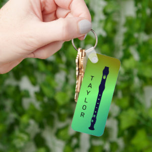 Colourful Modern Flute Minimal Flautist Personalis Key Ring