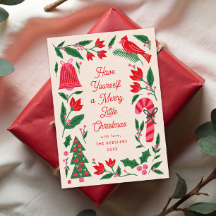 Colourful Modern Folk Frame Christmas Non Photo Holiday Card