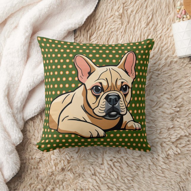 Colourful, modern french bulldog dots cushion (Blanket)