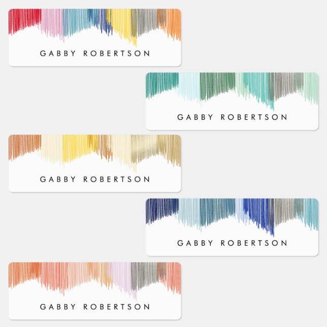 Colourful Modern Fringe Personalised Name Labels (Group)