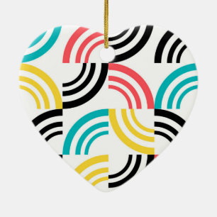 Colourful, modern, fun, cheerful geometric graphic ceramic tree decoration