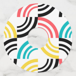 Colourful, modern, fun, cheerful geometric graphic wine glass tag