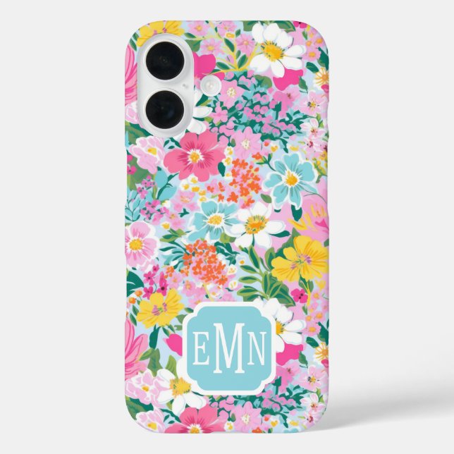 Colourful Modern Garden Monogrammed Case-Mate iPhone Case (Back)