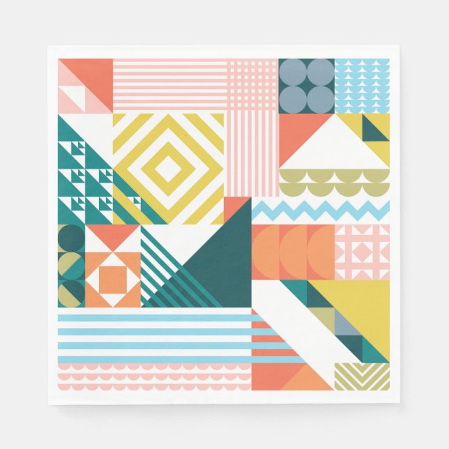 Colourful Modern Geometric Abstract Pattern  Napkin (Front)