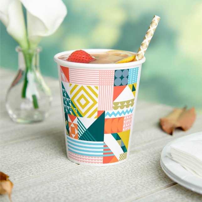 Colourful Modern Geometric Abstract Pattern  Paper Cups (Creator Uploaded)