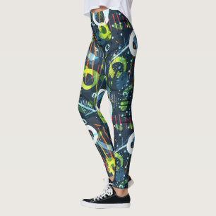 Colourful modern geometric abstract shapes pattern leggings