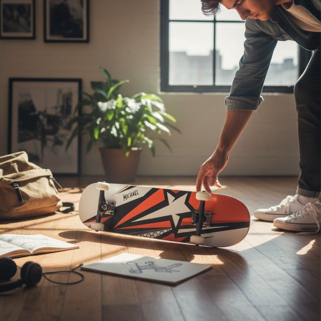 Colourful Modern Geometric Abstract Star Pattern Skateboard (Creator Uploaded)