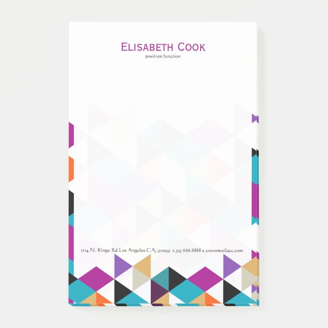 Colourful Modern Geometric Abstract Triangles 2 Post-it Notes (Front)